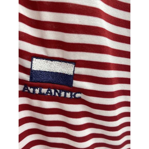 Peter Millar Summer Comfort Atlantic Logo Polo Shirt Sz L Red White Stripe Mens - Picture 2 of 5